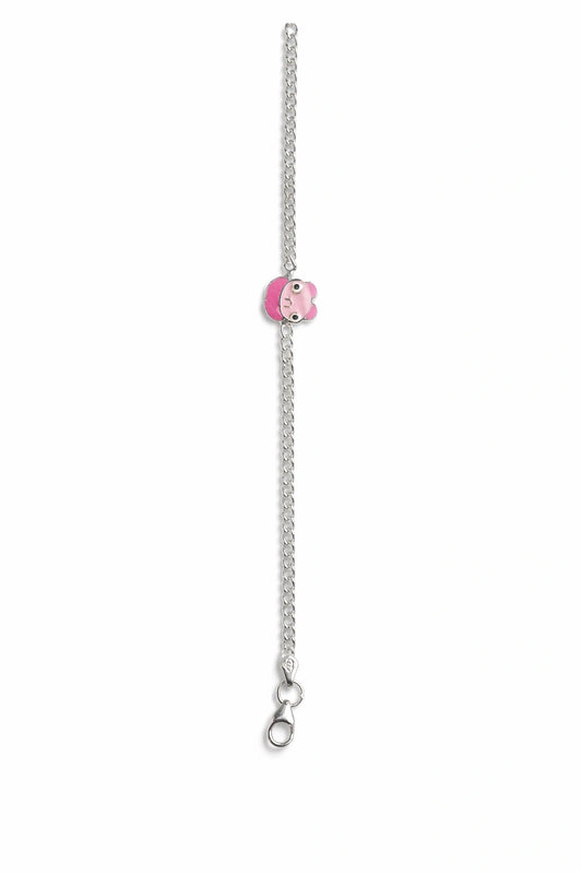 925 Sterling Silver Pink Cartoon Charm Bracelet for Women