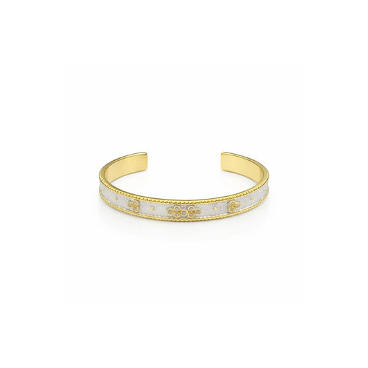 925 Sterling Silver Gold-Plated Floral Open Cuff Bracelet