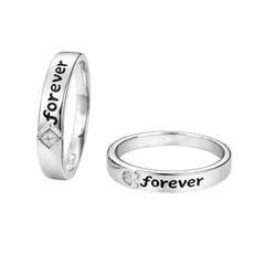 925 Sterling Silver Forever Engraved Couple Rings with Cubic Zirconia