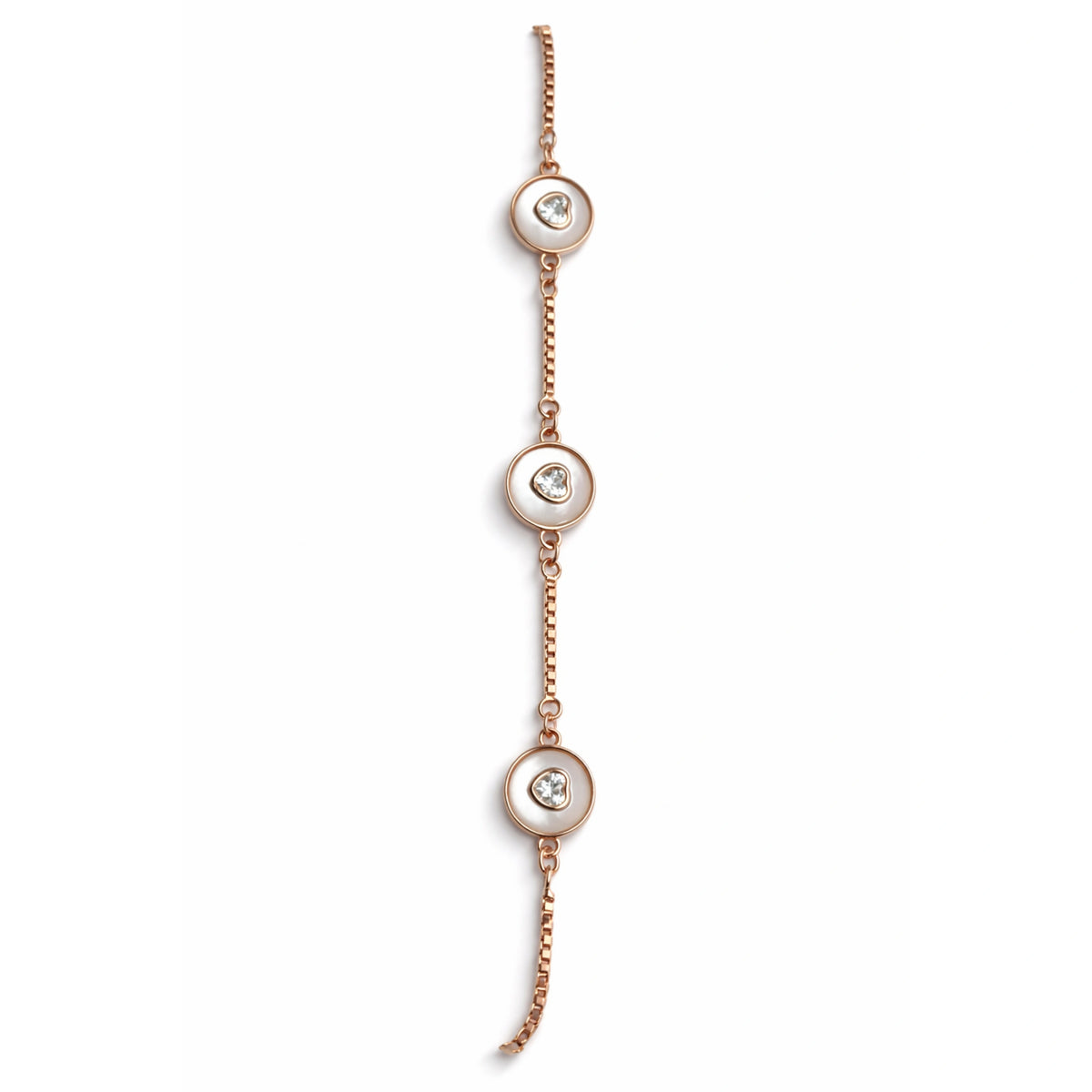 Rose Gold Heart Bracelet | Mother of Pearl Heart Charm Bracelet