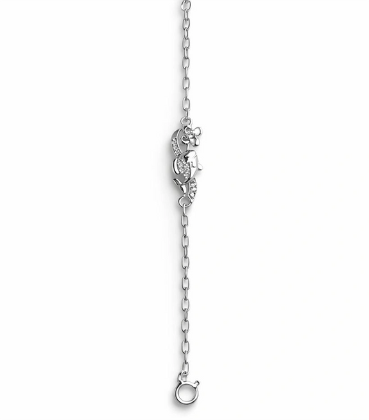925 Sterling Silver Elephant Charm Bracelet with Cubic Zirconia for Women