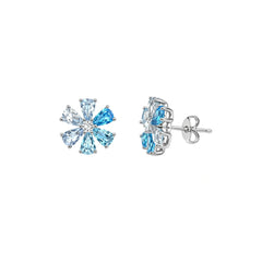 925 Silver Ocean Blue Flower Tops