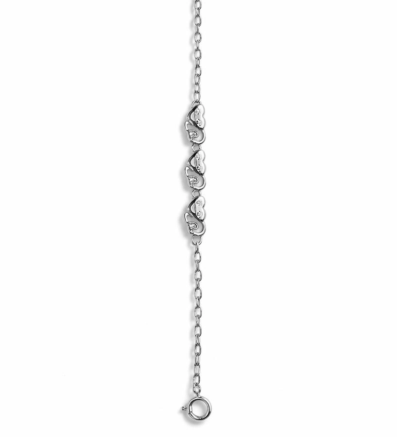 925 Sterling Silver Heart Link Bracelet for Women