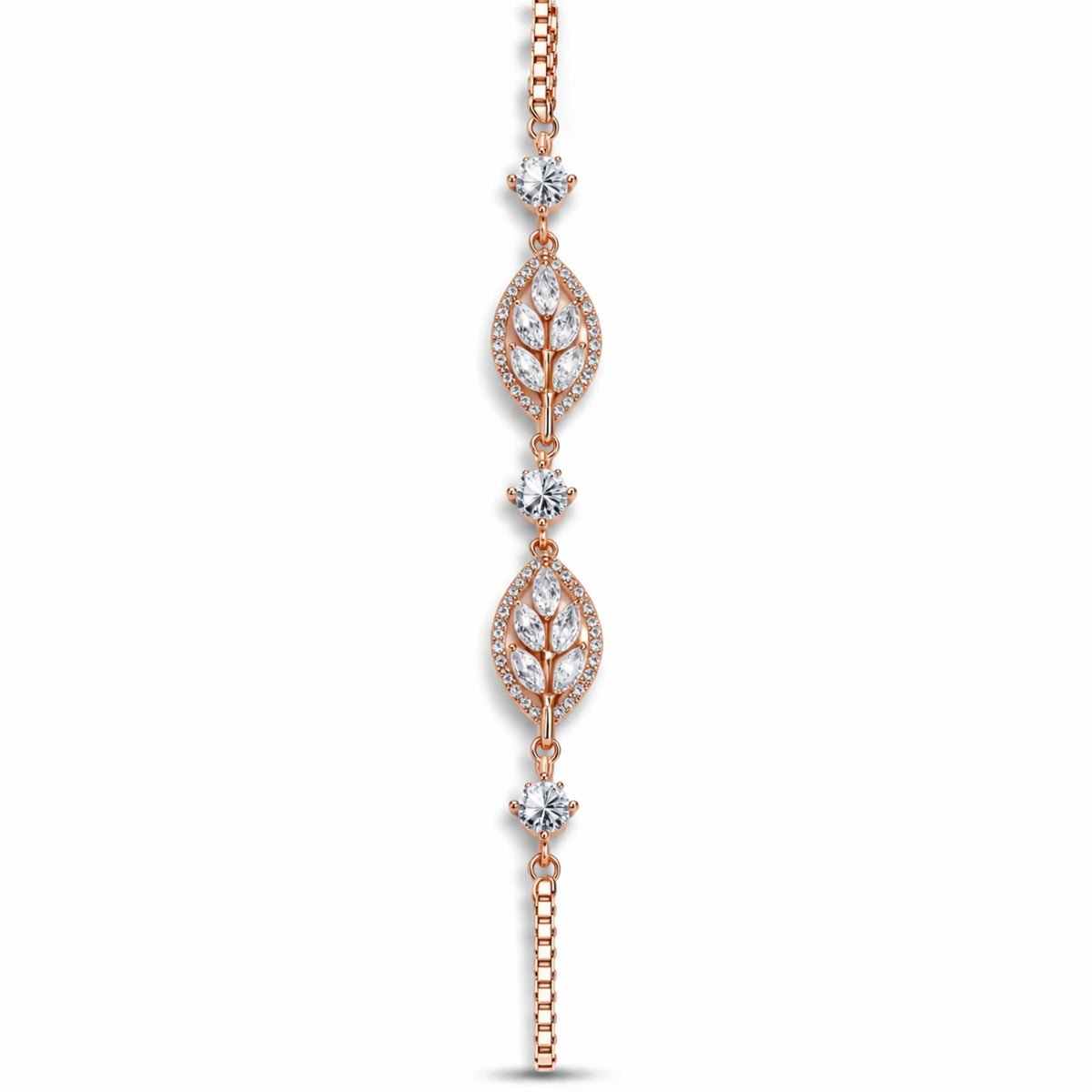Rose Gold Leaf Bracelet | Zircon Leaf Chain Bracelet for Women