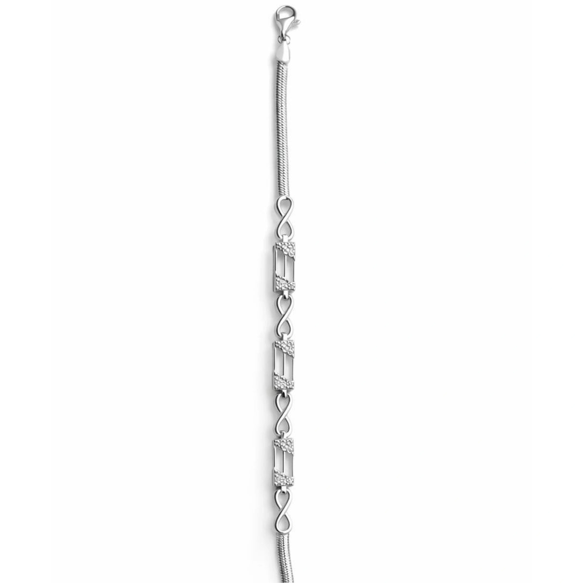 925 Sterling Silver Infinity Bracelet | Zircon Bar Link Bracelet