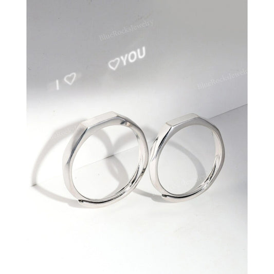925 Sterling Silver Couple Shadow Rings