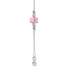 925 Sterling Silver Pink Pig Charm Bracelet for Women