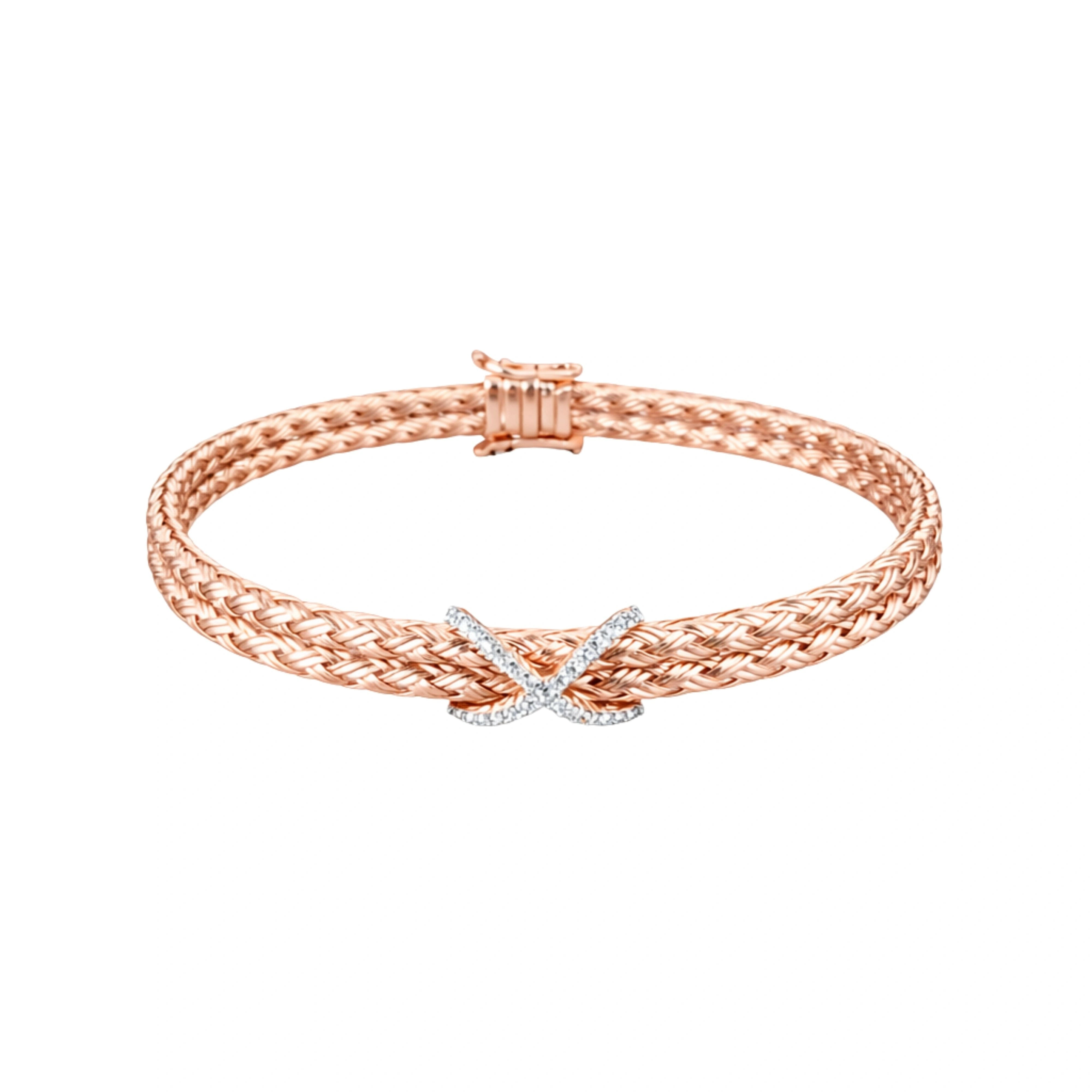 925 Sterling Silver Rose Gold Braided Kada