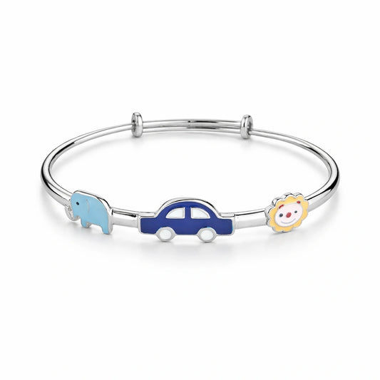 925 Sterling Silver Kids Elephant Car Lion Kadali Bracelet