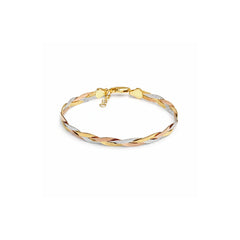 925 Silver Triple Tone Twisted Bracelet for Women with Heart Clasp