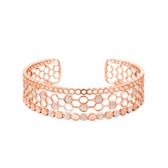 925 Sterling Silver Rose Gold Honeycomb Open Kada