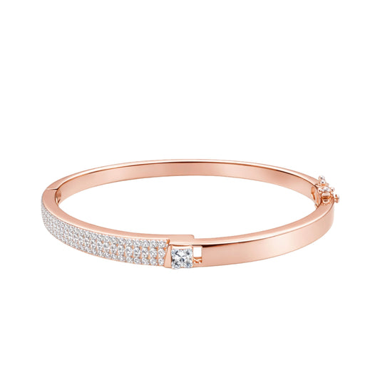 925 Sterling Silver Rose Gold Pavé CZ Kada