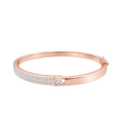 925 Sterling Silver Rose Gold Pavé CZ Kada