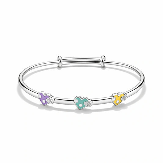 925 Sterling Silver Kids Colorful Heart Kadali Bracelet
