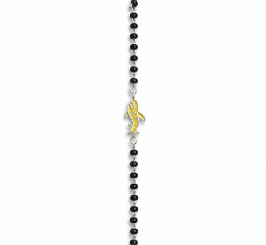 925 Sterling Silver Black Bead Nazariya Bracelet with Fish Charm for Kids