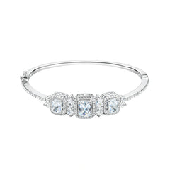 925 Sterling Silver CZ Studded Kada with Emerald-Cut Stones