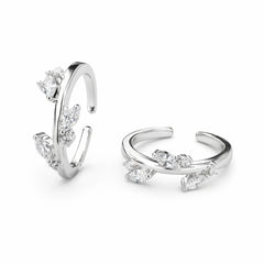 925 Sterling Silver Minimal Crystal Adjustable Ring